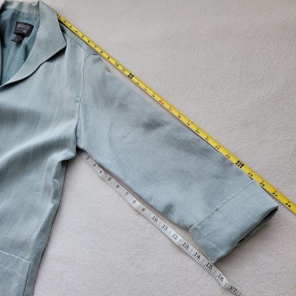 Ladies Silk Blazer Open Front ~flaw~ Seafoam Green Satin NEW Lafayette 148 NY - Picture 7 of 14
